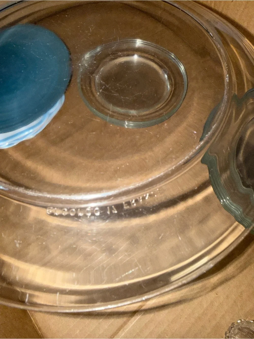 Vintage clear glass plate marked 